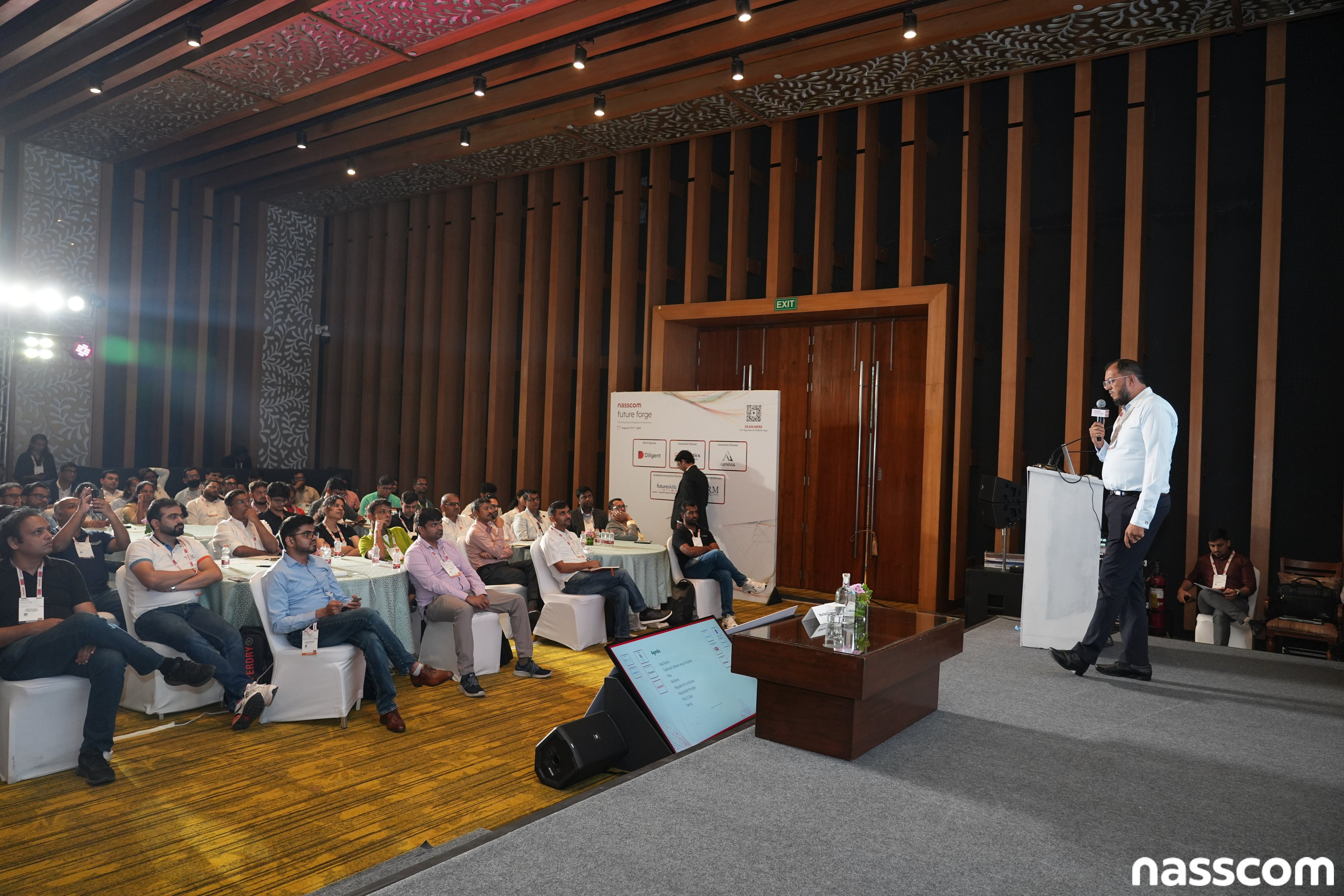 Audience attending FORTEIA's technical deep-dive at NASSCOM Future Forge 2026