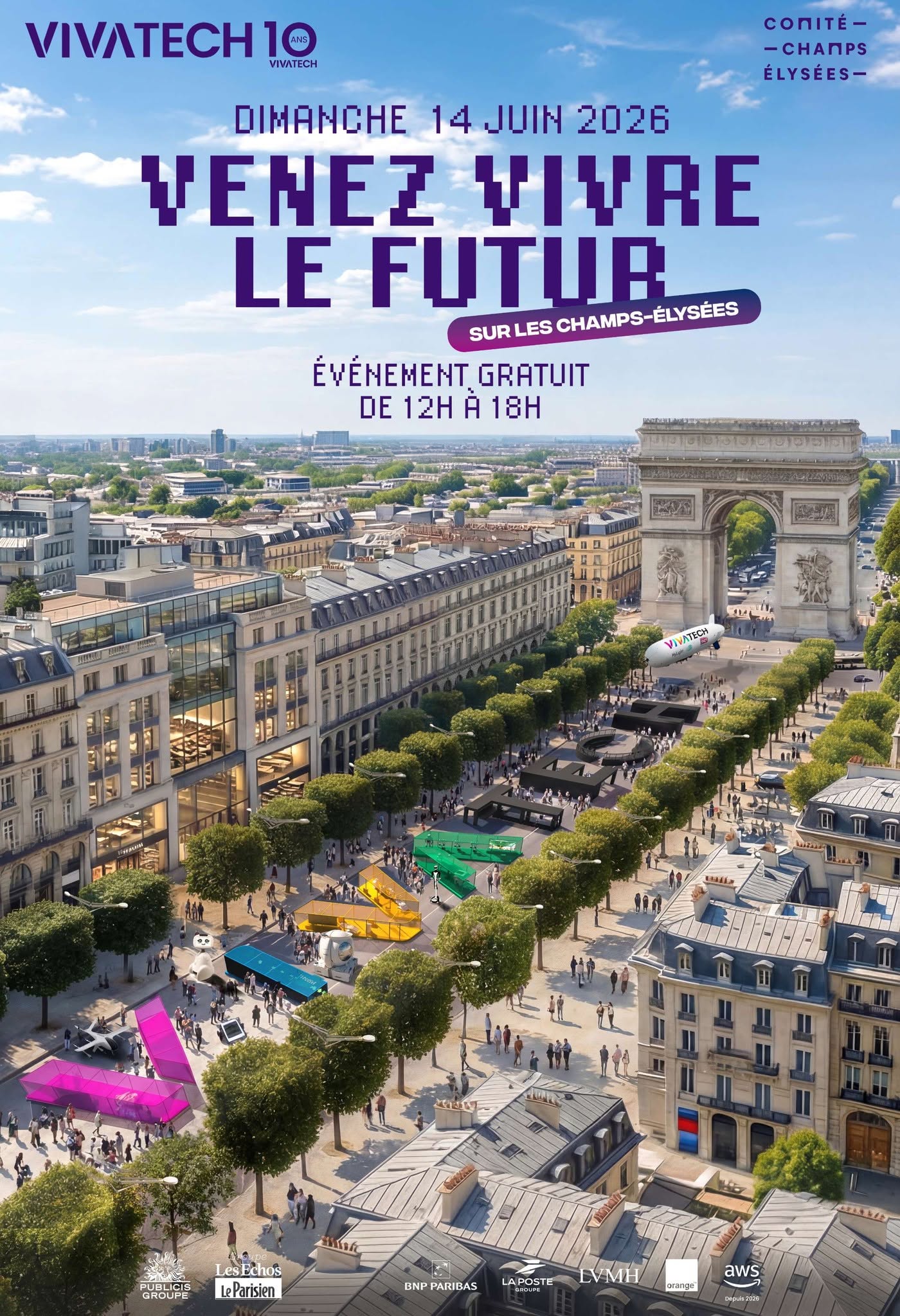 VivaTech 2026 event presence near the Champs-Élysées in Paris